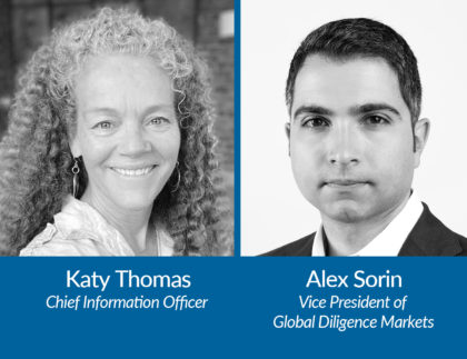 Katy Thomas, Chief Information Officer, Vcheck Global, and Alex Sorin, VP of Global Diligence Markets, Vcheck Global